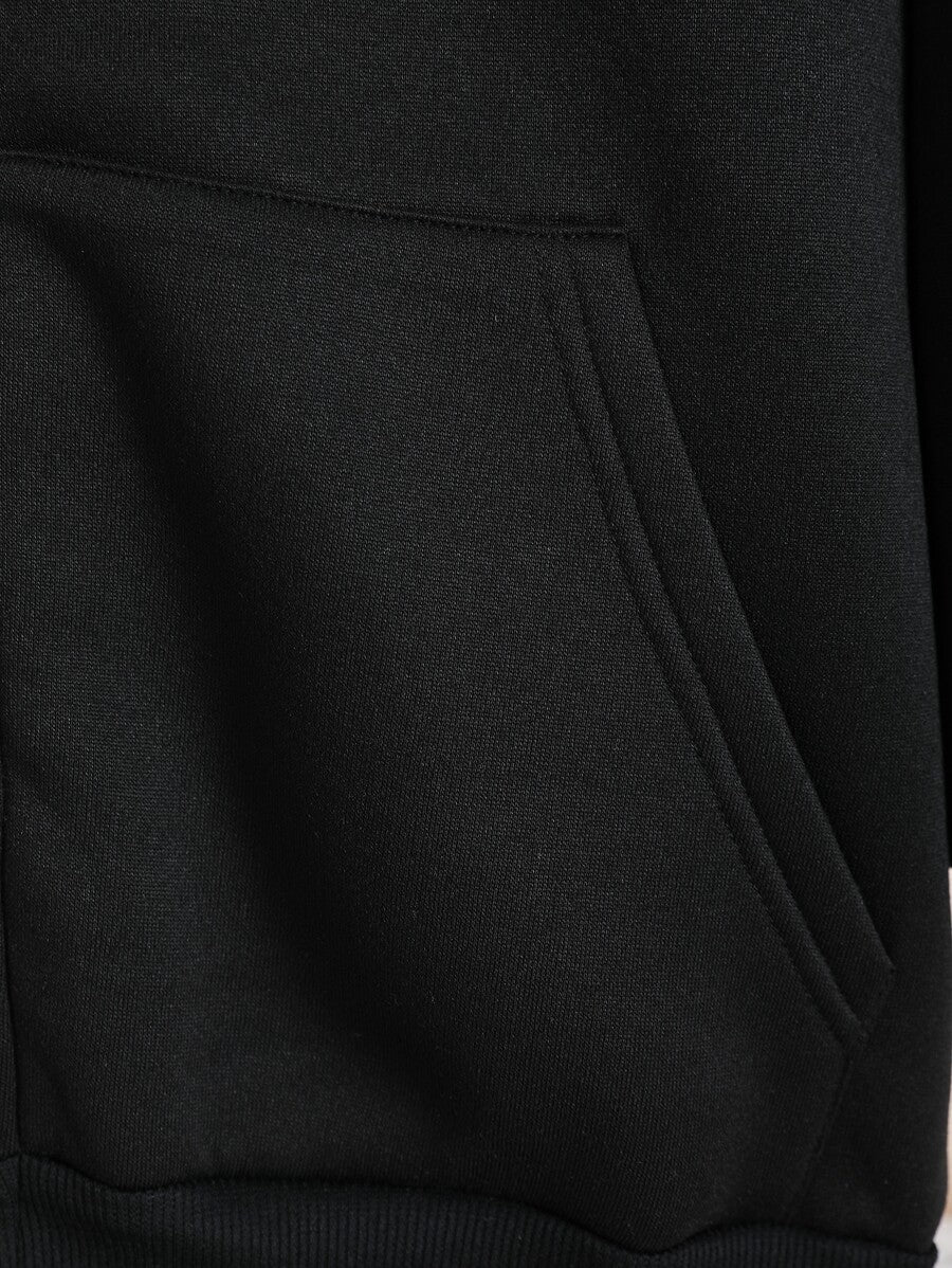 INAWLY Plus Zip Up Drop Shoulder Drawstring Thermal Lined Longline Hoodie