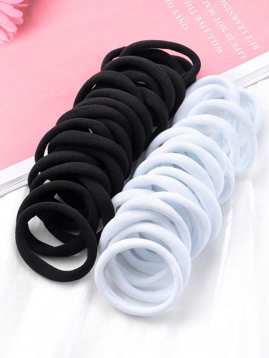 50 pcs Simple Women High Elastic Hair Ties, Suitable For Everyday Use