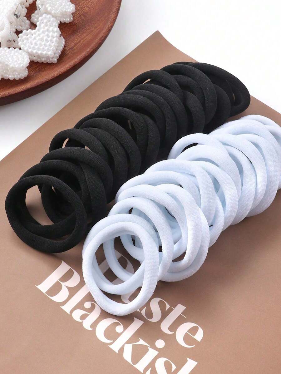 50 pcs Simple Women High Elastic Hair Ties, Suitable For Everyday Use