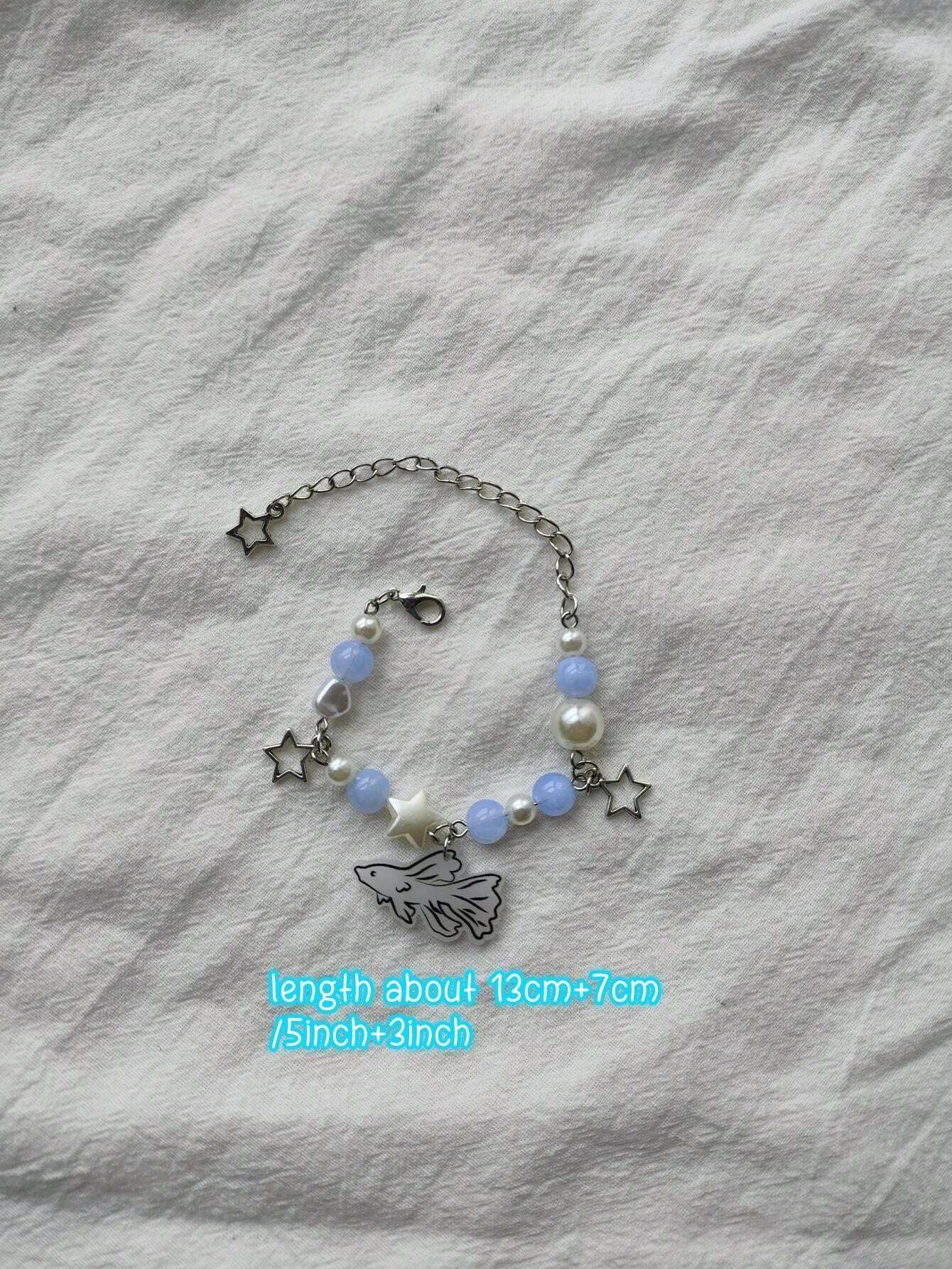 أساور سحر النجوم والقمر من خرزات باللونين الأبيض والأسود (مجموعة واحدة)