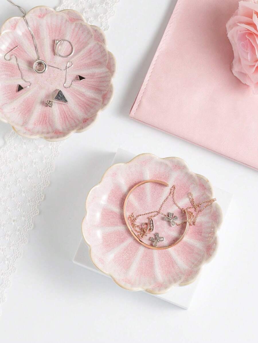 Ceramic Flower Petal Jewelry Holder, 4.45"