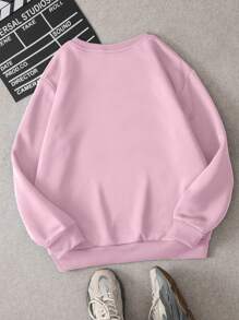 INAWLY Women's Cartoon Printed Fleece Sweatshirt