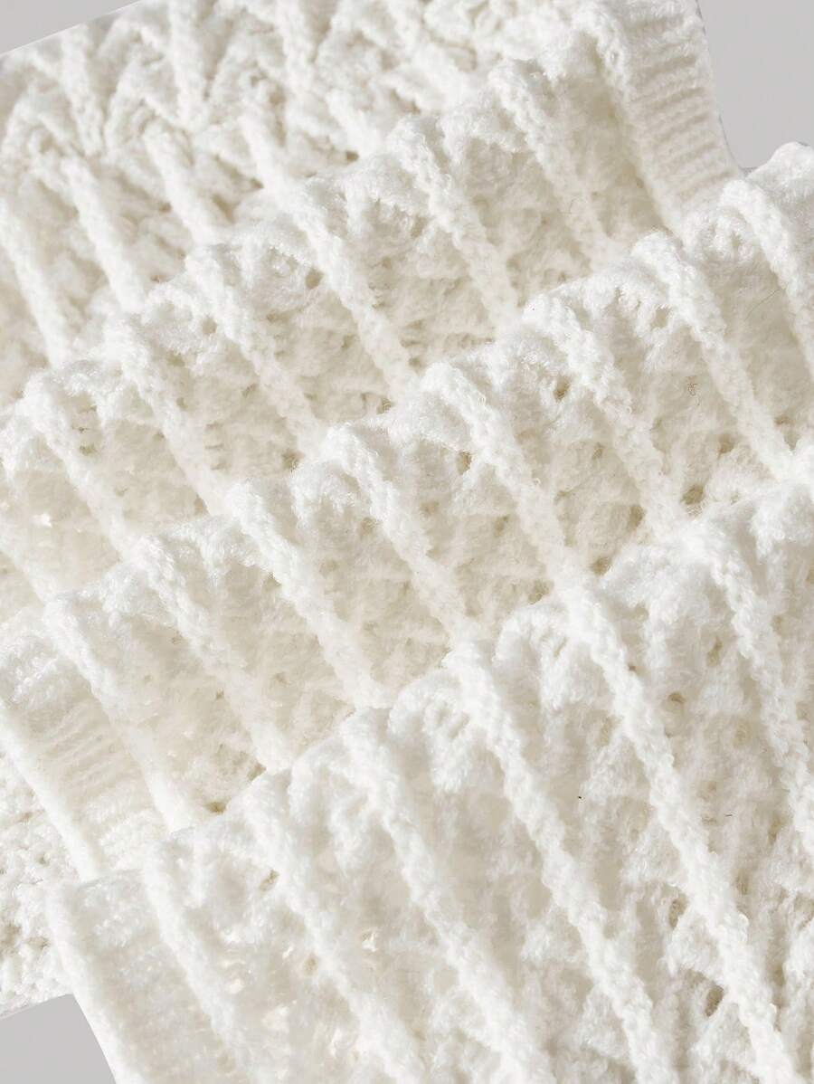 توب نسائي محبوك بلون سادة بتصميم V-Neck وحمالة حول الرقبة من SHEIN MOD