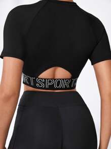 SHEIN Sport Studio Contrast Mesh Raglan Sleeve Sports Teeworkout Tank Top
