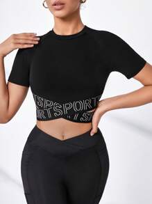 SHEIN Sport Studio Contrast Mesh Raglan Sleeve Sports Teeworkout Tank Top