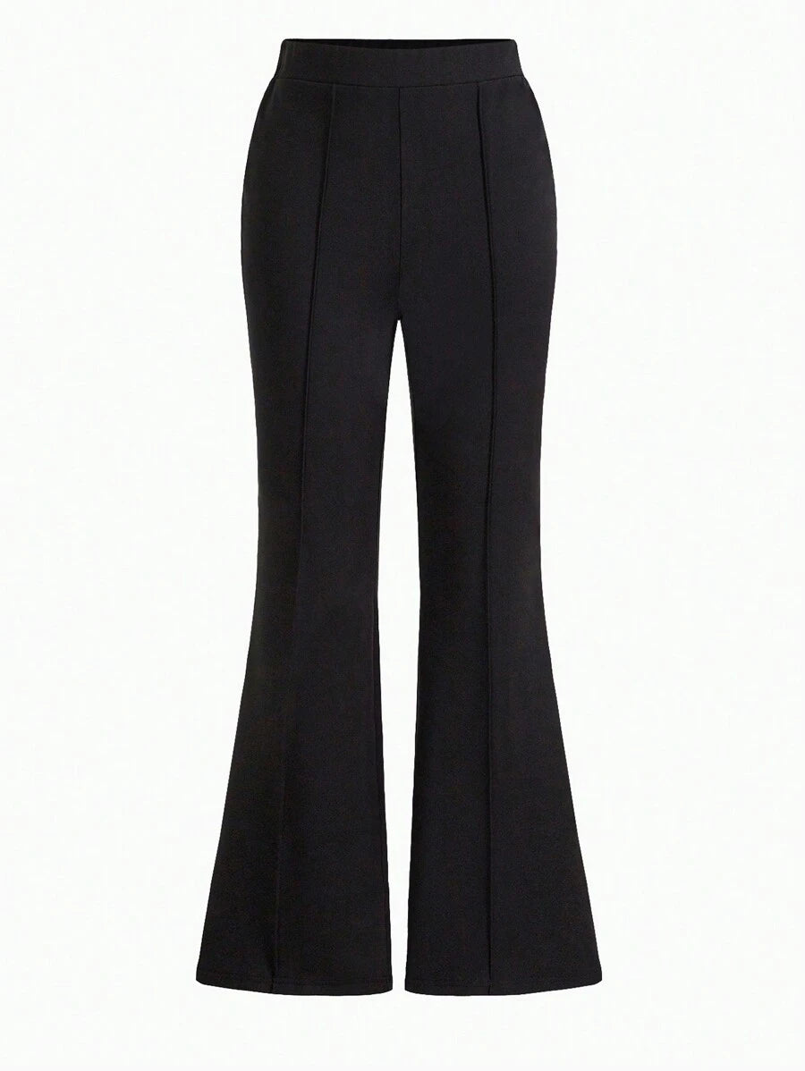 بنطلون روزي ديز نسائي واسع من الأسفل – لون سادة، تصميم ضيّق عند الخصر، مثالي لخريف النساء