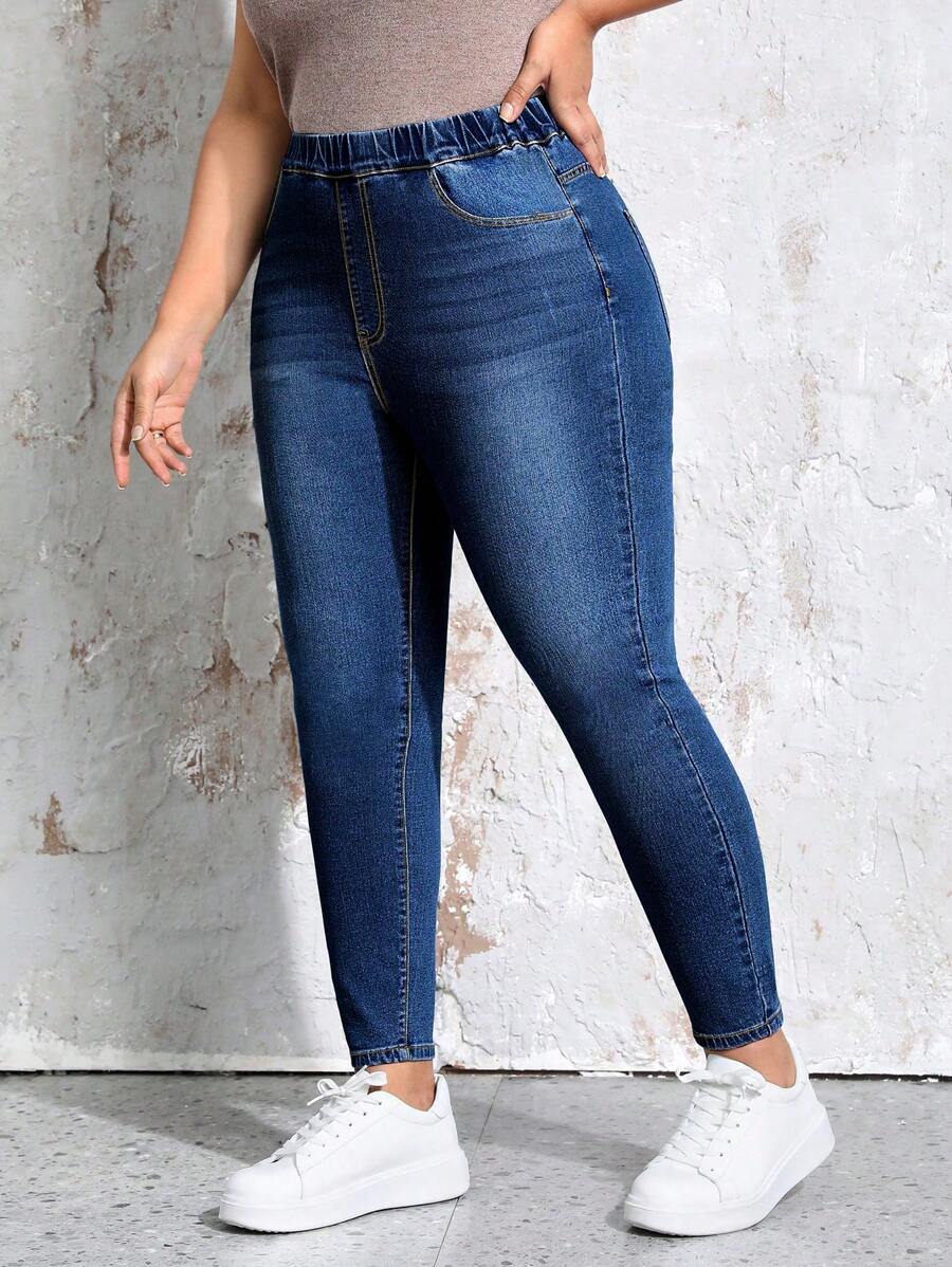 جينز إيميري روز للمقاسات الكبيرة – خصر مطاطي وجيوب متعددة، كاجوال وأنيق
