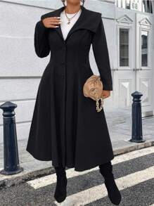 جاكيت نسائي سادة فضفاض بياقة مطوية وأكمام طويلة من سيلور