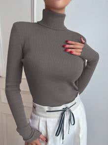 DAZY Women's Solid Color Turtleneck Long Sleeve Slim Fit Sweater