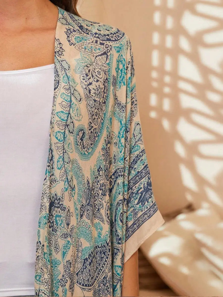 كيمونو بوهيمي كاجوال للنساء من Beautiful Nomad بأكمام طويلة