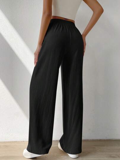 DAZY Solid High Waist Wide Leg Pants
