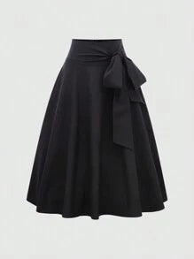 Rafferiza Ladies' Solid Color Side Tie Skirt