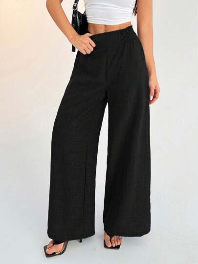 DAZY Solid High Waist Wide Leg Pants