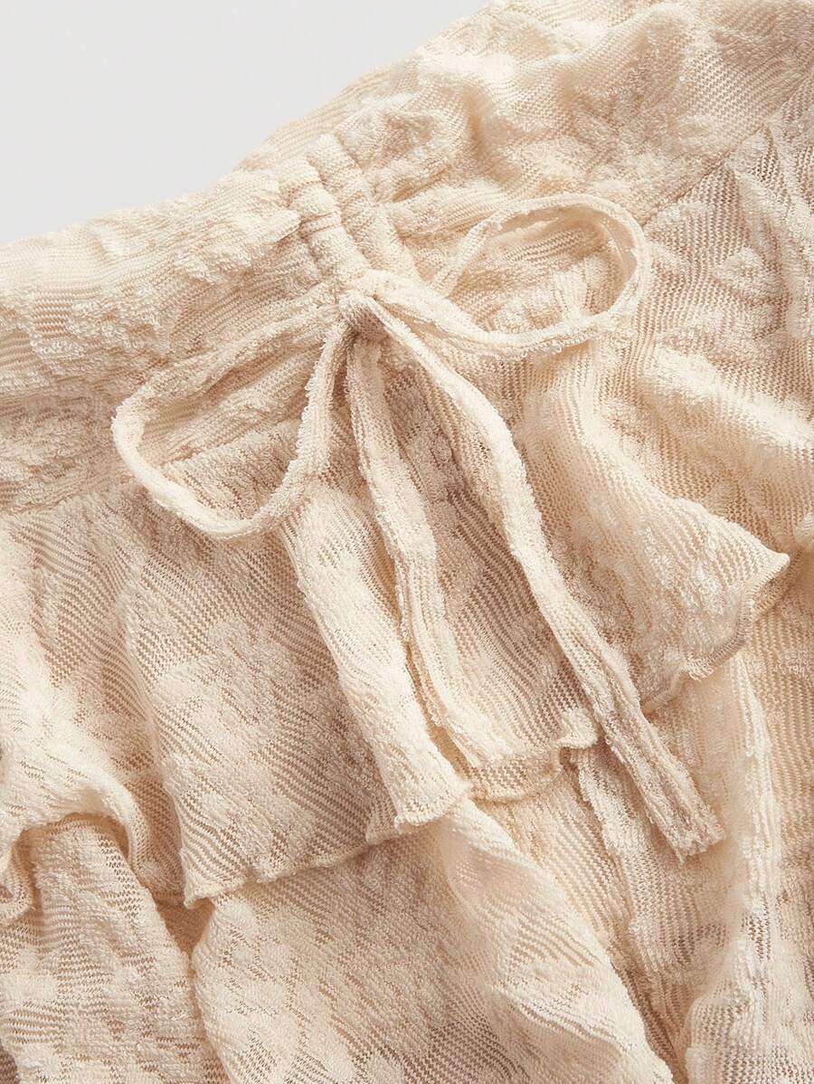 تنورة قصيرة نسائية من SHEIN MOD برباط خصر مكشكش، ملابس للشاطئ والصيف