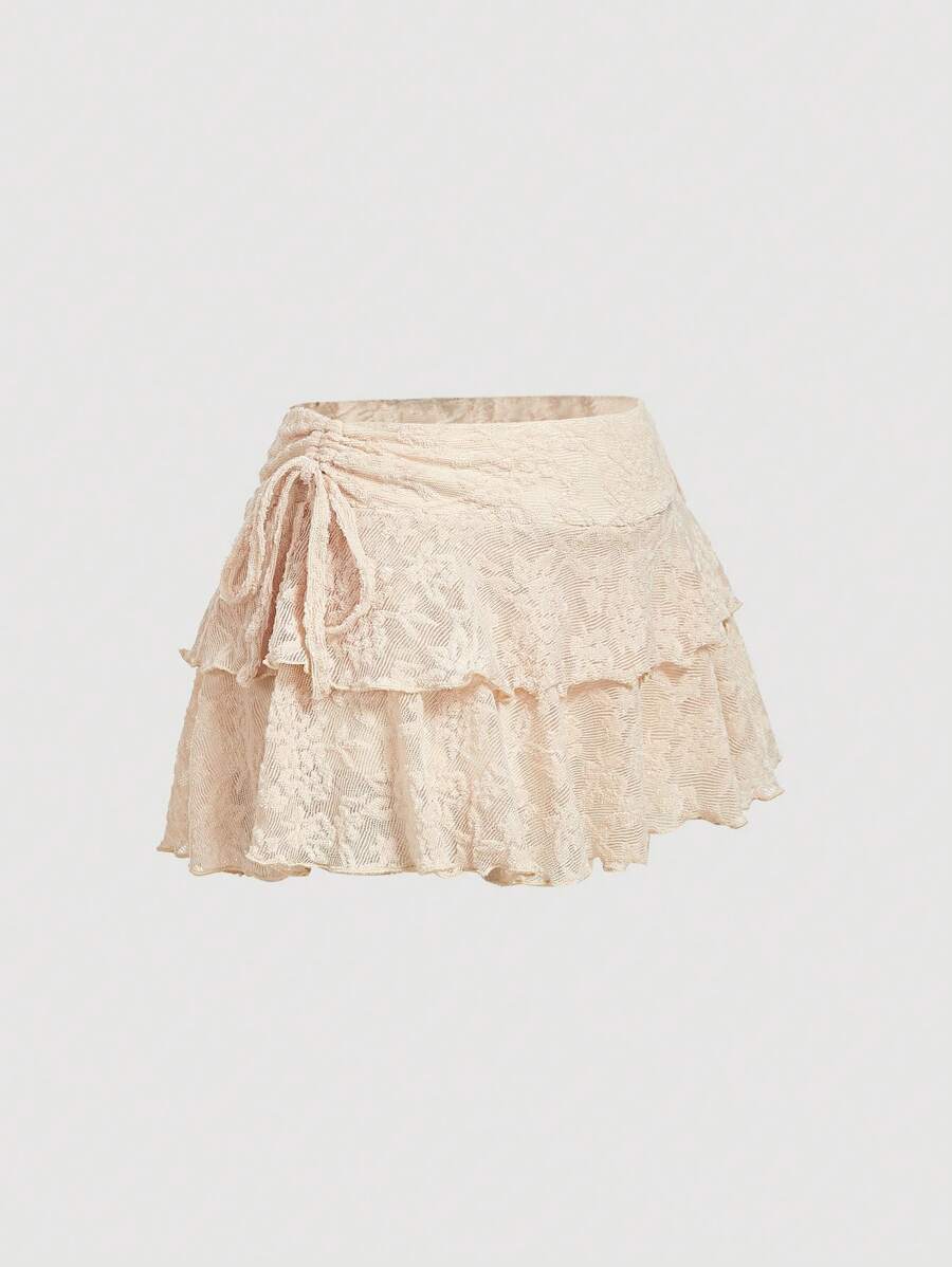 تنورة قصيرة نسائية من SHEIN MOD برباط خصر مكشكش، ملابس للشاطئ والصيف