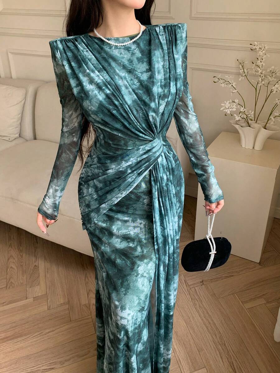 فستان موديلين النسائي الشبكي بأكمام طويلة، تصميم بسيط ومناسب للصيف