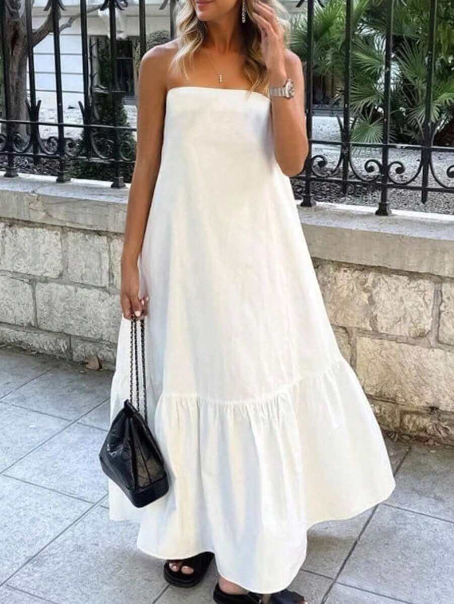 فستان نسائي بسيط كاجوال من INAWLY بلون سادة