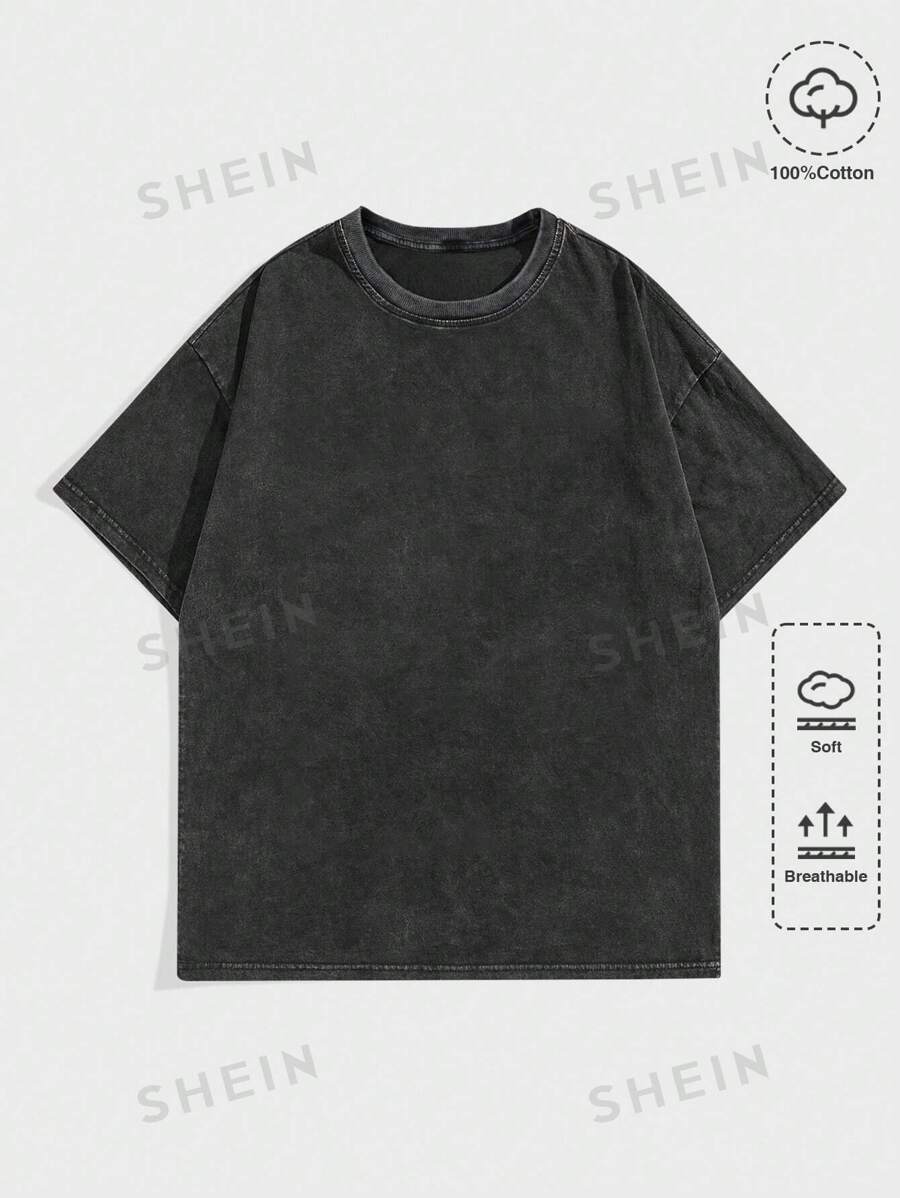 تي شيرت رجالي بأكمام قصيرة ورقبة مستديرة من روموي ستريت لايف - شي إن