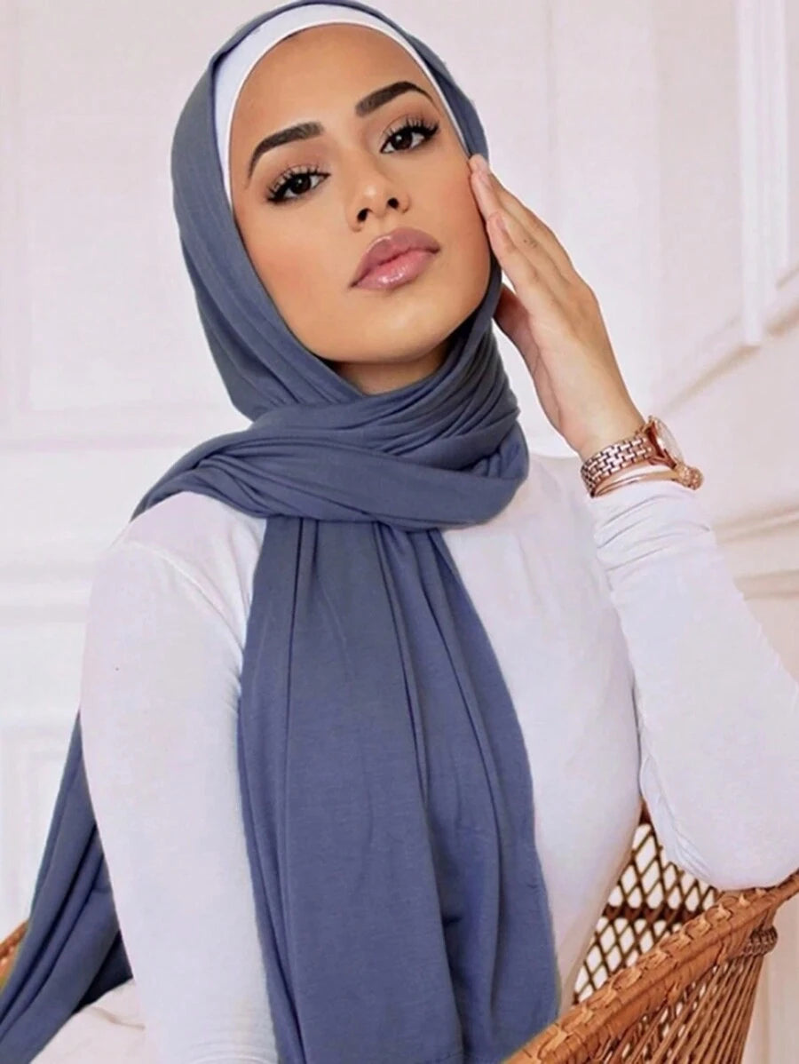 حجاب نسائي كبير الحجم بلون سادة، تصميم أنيق وكاجوال (قطعة واحدة)