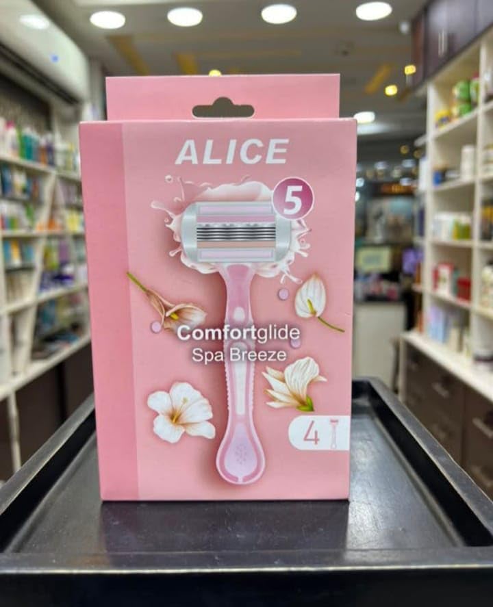 ماكينة حلاقة أليس النسائية بشريط من الصبار وفيتامين هـ لنعومة وعناية بالبشرة (4 قطع)