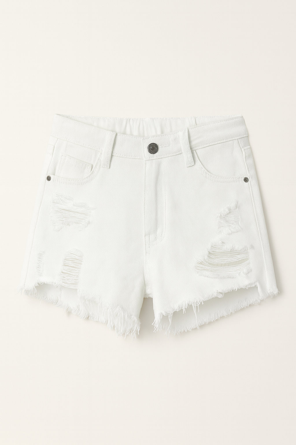 شورت بناتي جينز ممزق بحافة غير مدروزة من بيتيت - شي إن - سن 10 إلى 11 سنة