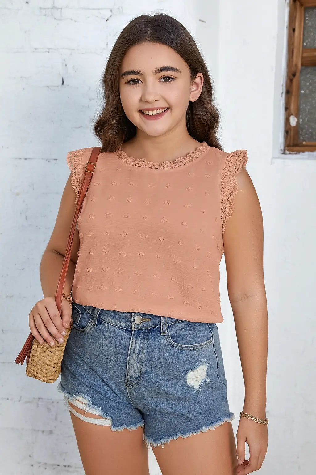 بلوزه دانتيل بلا اكمام صيفي 12/13 سنه من Shein