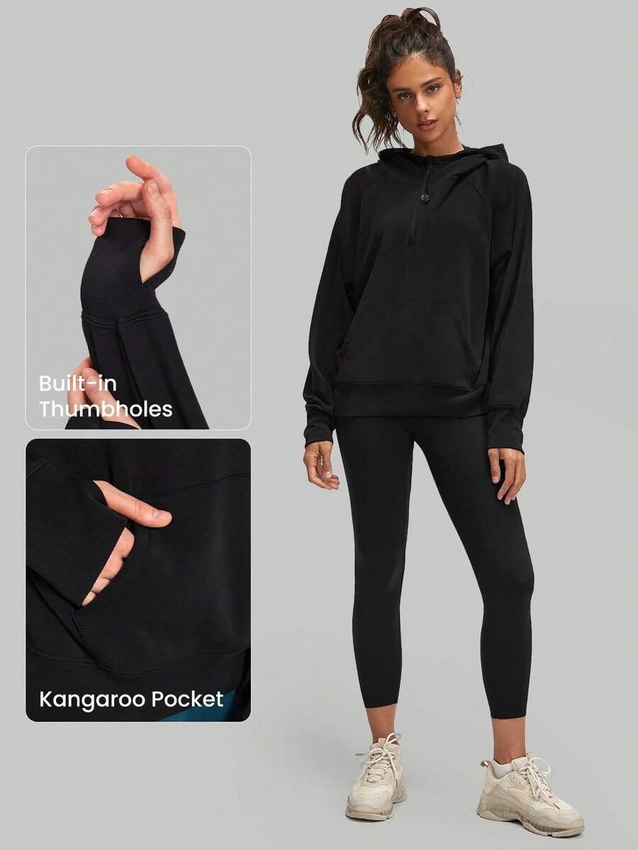 هودي خريفي فضفاض بنصف سحاب بلمسة حرير من جلو مود مودال