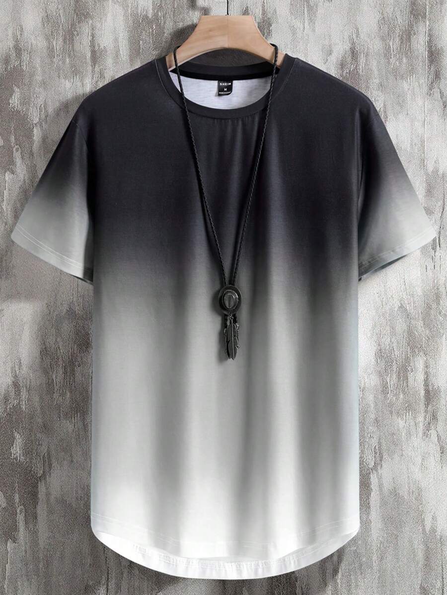 تي شيرت رجالي مطبوع بألوان متدرجة من مانفينيتي هوم - شي إن