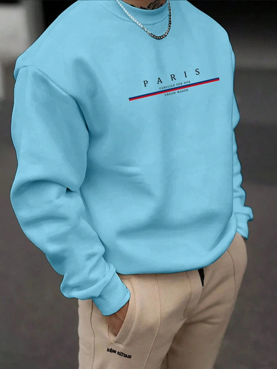 سويت شيرت رجالي فضفاض بأكمام منخفضة وطباعة حروف من مانفينيتي هوم – شي إن