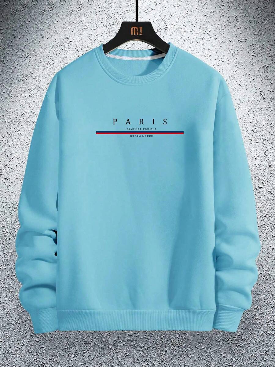 سويت شيرت رجالي فضفاض بأكمام منخفضة وطباعة حروف من مانفينيتي هوم – شي إن