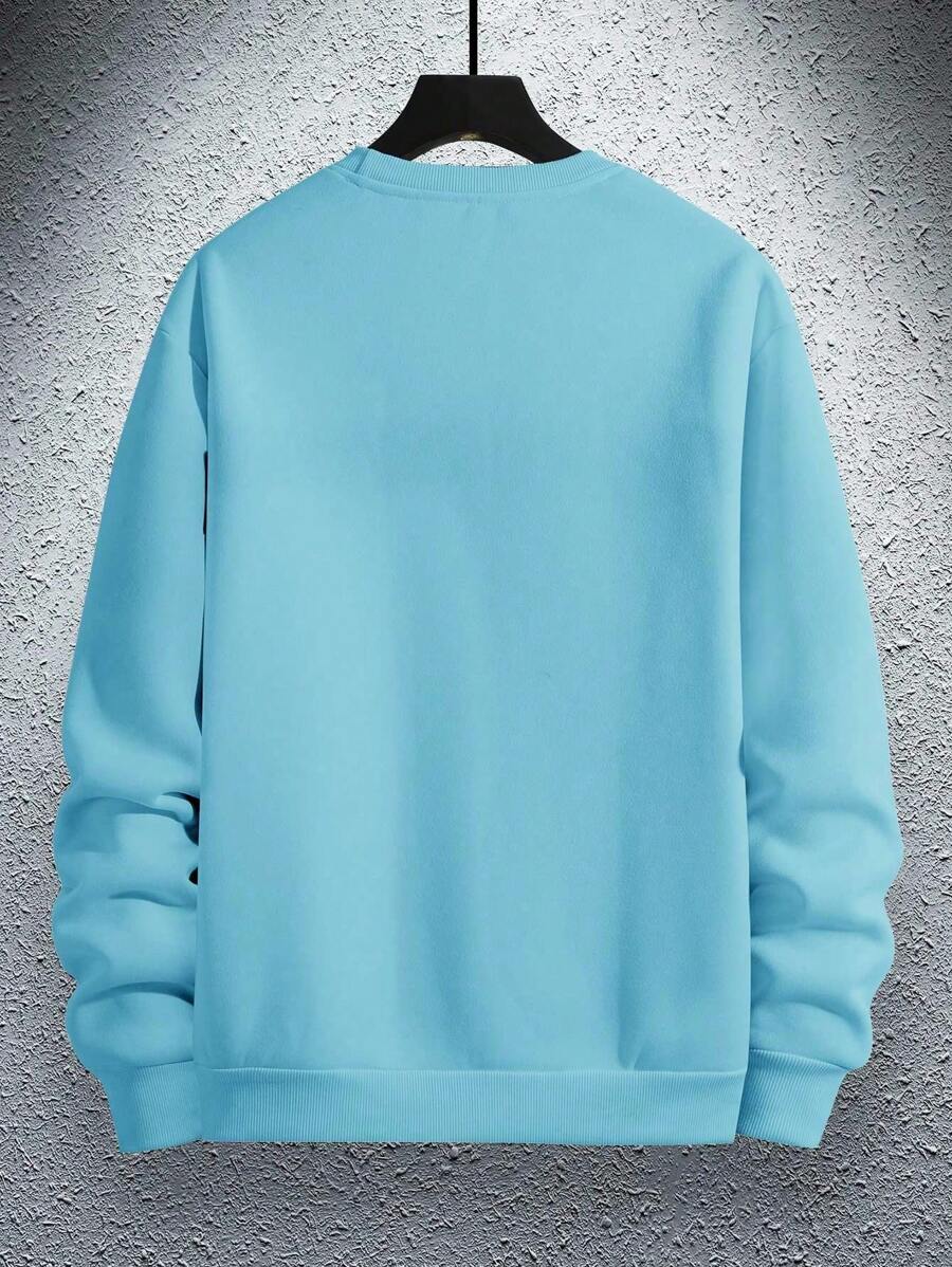 سويت شيرت رجالي فضفاض بأكمام منخفضة وطباعة حروف من مانفينيتي هوم – شي إن