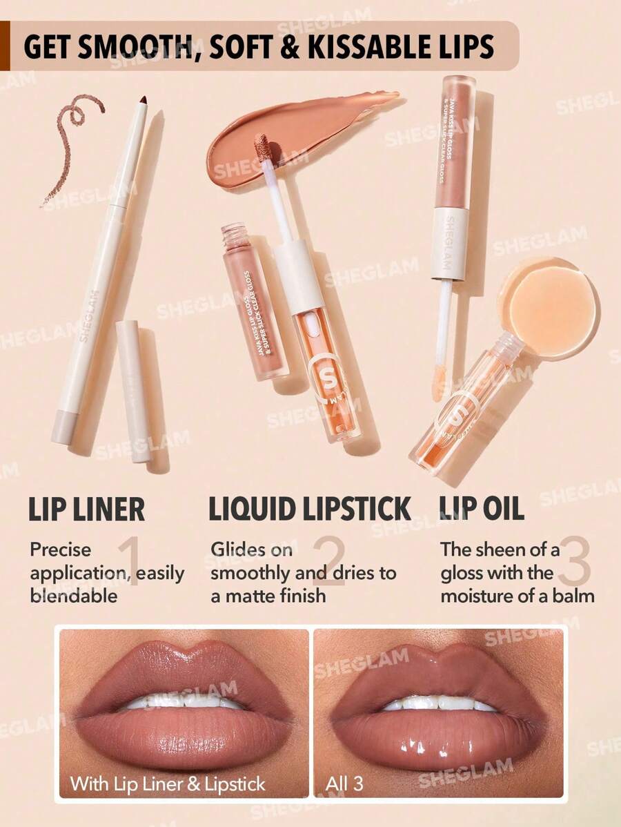 شيجلام سوفت ناينتيز غلام – طقم قلم تحديد الشفاه وروج مزدوج