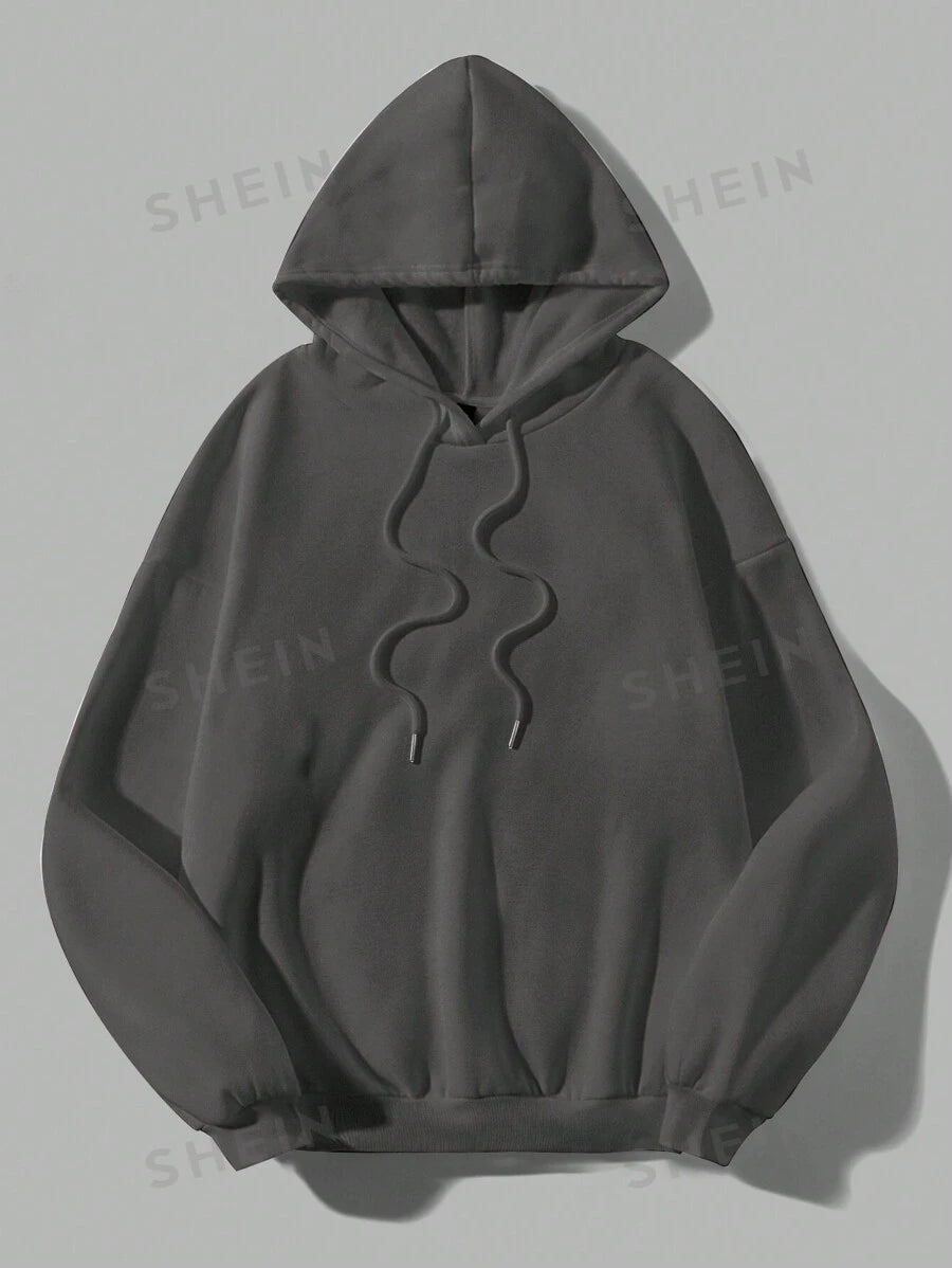 هودي كاجوال بطباعة شعار ونخل مقاس كبير من إيزي وير - شي إن