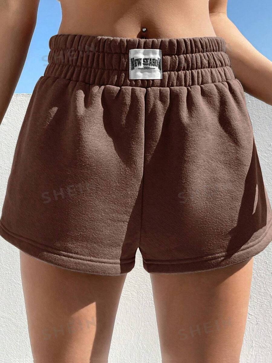 شورت نسائي بني فضفاض بخصر مرن من ايزي وير - شي إن