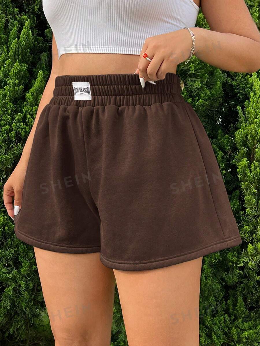 شورت نسائي بني فضفاض بخصر مرن من ايزي وير - شي إن