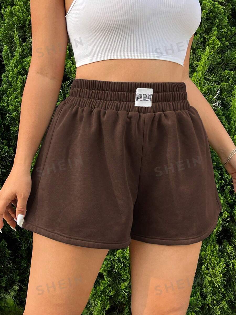 شورت نسائي بني فضفاض بخصر مرن من ايزي وير - شي إن