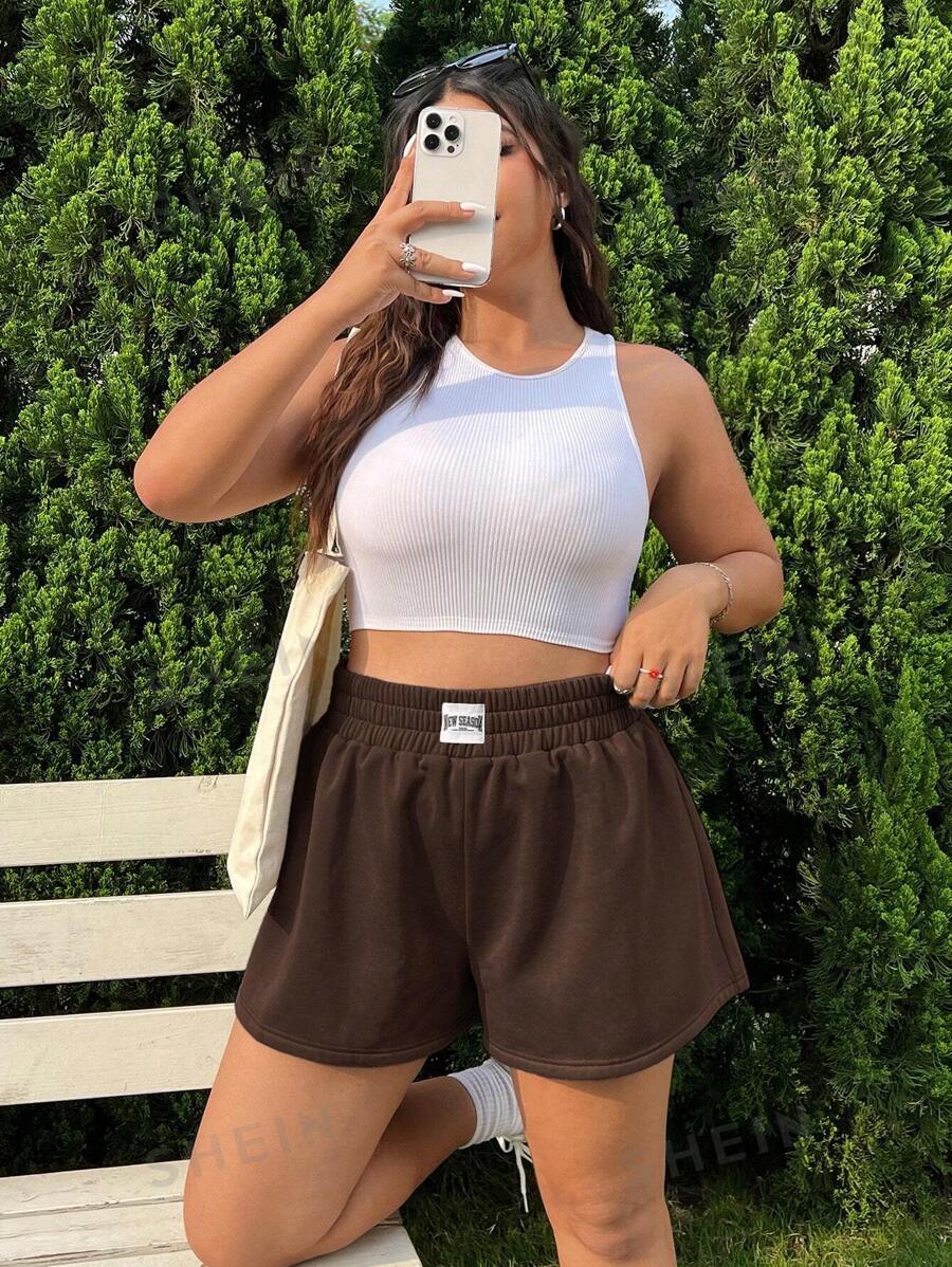 شورت نسائي بني فضفاض بخصر مرن من ايزي وير - شي إن