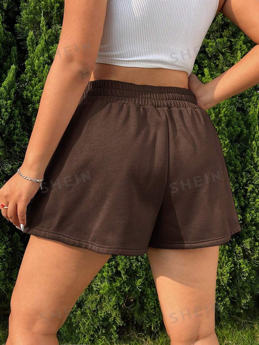 شورت نسائي بني فضفاض بخصر مرن من ايزي وير - شي إن