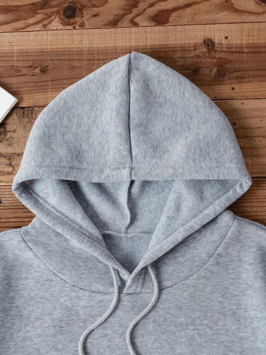 هودي نسائي مبطن بالصوف بلون سادة مع رباط من ايزي وير - شي إن