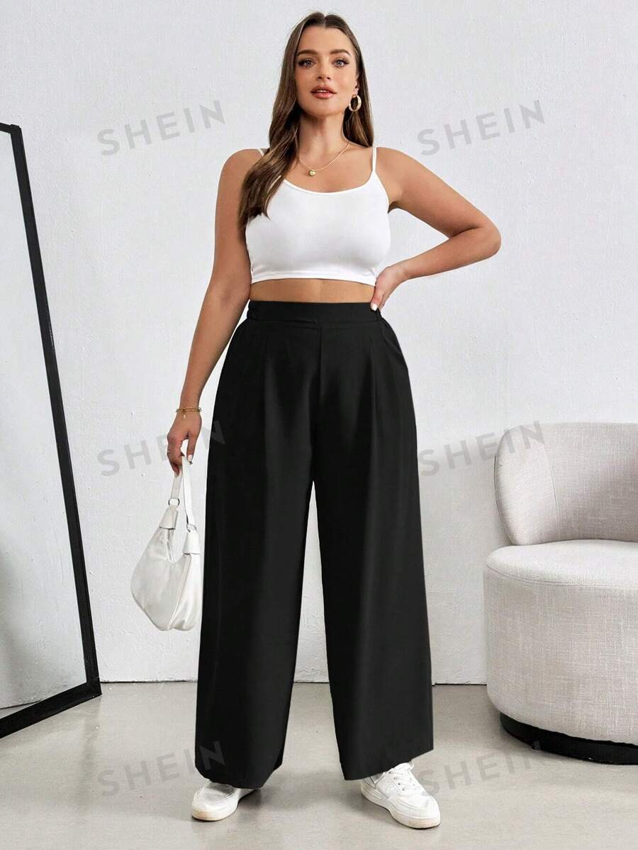 بنطلون نسائي فضفاض بخصر عريض من إيسنس - شي إن