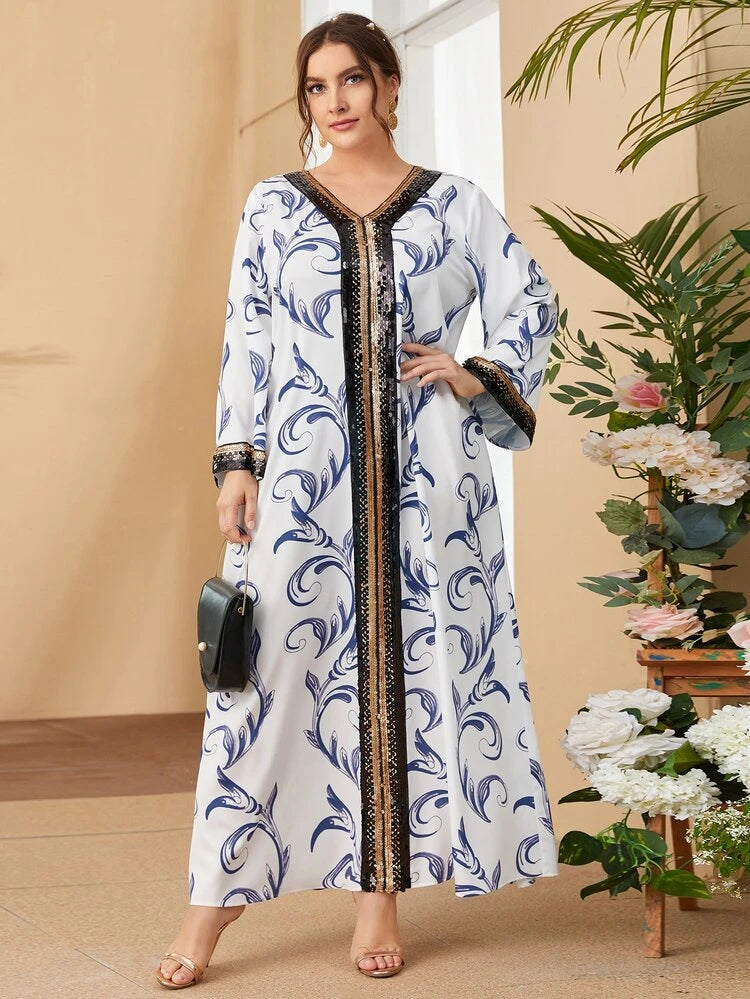 فستان شي إن بطبعة شريط مزين بالترترShein