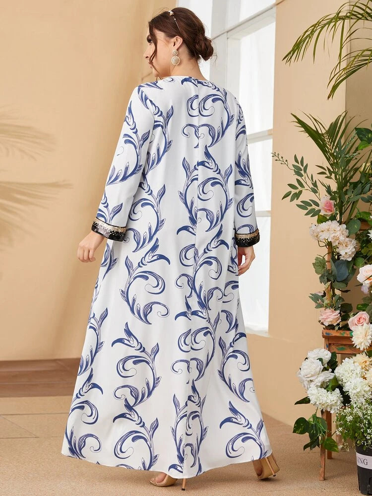 فستان شي إن بطبعة شريط مزين بالترترShein