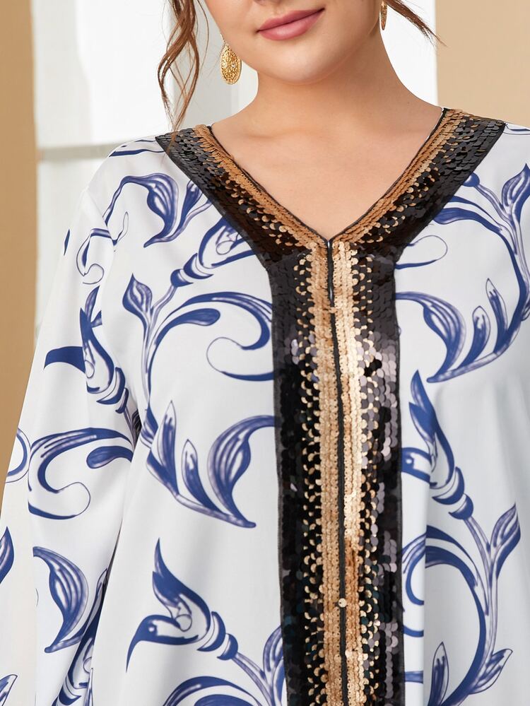 فستان شي إن بطبعة شريط مزين بالترترShein