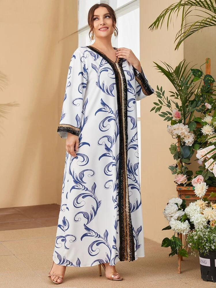 فستان شي إن بطبعة شريط مزين بالترترShein