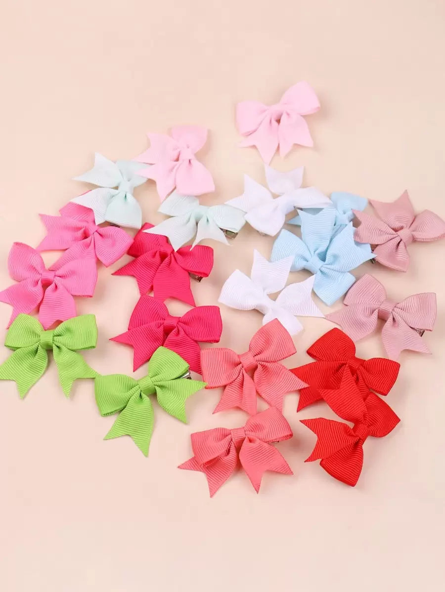 20 مشبك شعر للبنات مزين بفيونكات