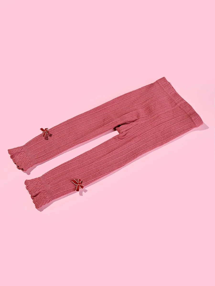 قطعة واحدة من بنطال ضيق بفيونكة للبنات