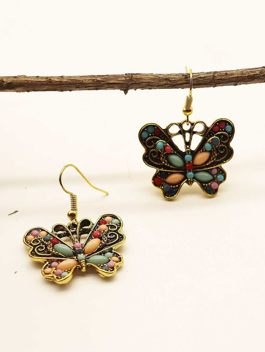 زوج (2 قطعة) أقراط فراشة أنيقة رومانسيّة بوهو — تصميم رقيق