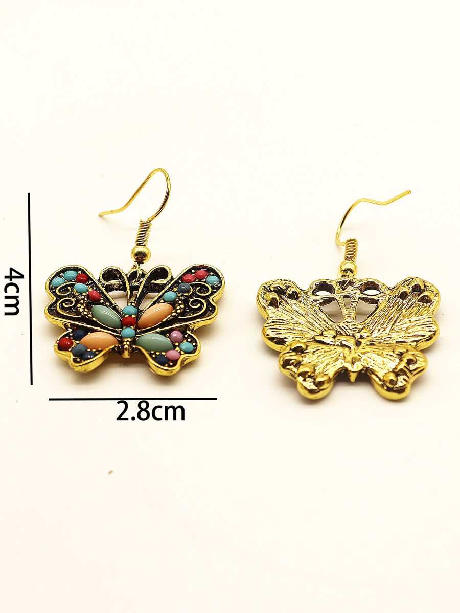 زوج (2 قطعة) أقراط فراشة أنيقة رومانسيّة بوهو — تصميم رقيق