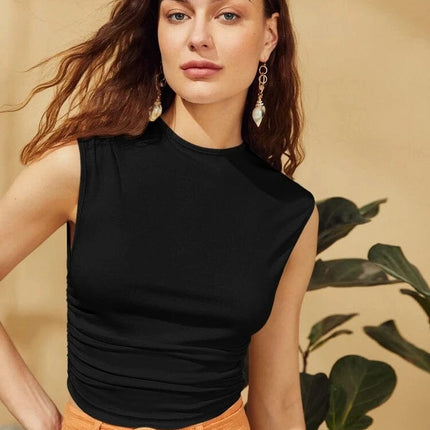 SHEIN Essnce بلوزة لون اسود ساده  ومتجعدة