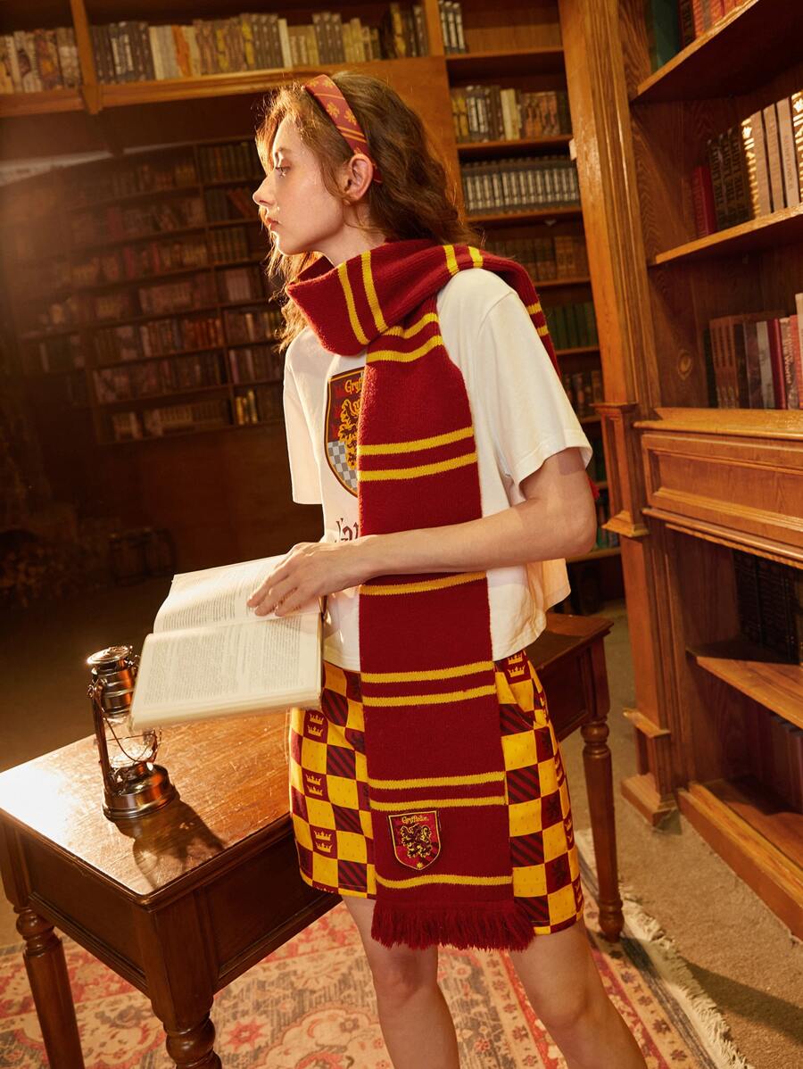 سكارف مخطط بألوان متباينة من HARRY POTTER X SHEIN Gryffindor